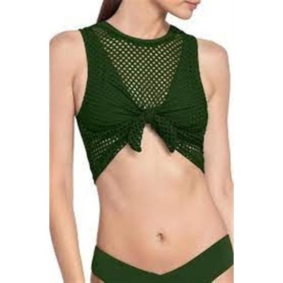 NWT Robin Piccone M Bo Mesh Tie Front Bikini Top Perla Bottom Rust 126757 - Picture 2 of 6